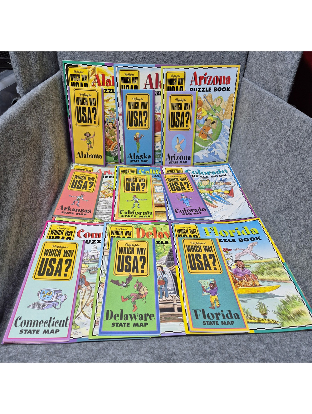 Highlights Which Way USA? Complete Set State Maps & Puzzle Books, USA